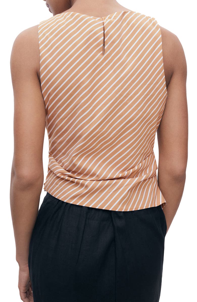 MANGO Asymmetric Stripe Sleeveless Top, Alternate, color, Brown