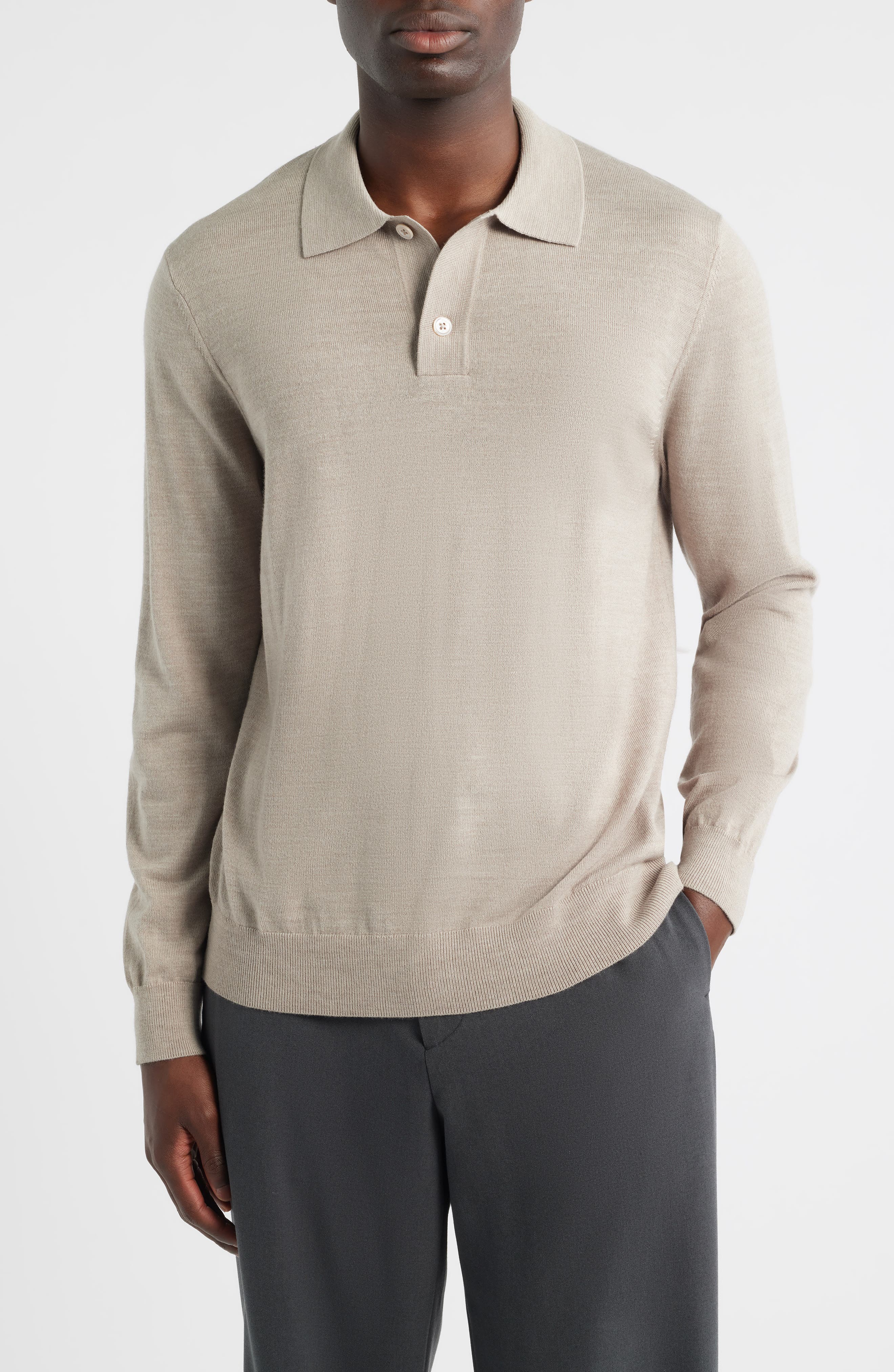 NN07 Serge 6584 Long Sleeve Wool Blend Polo Sweater