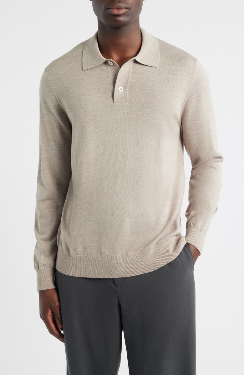 NN07 Serge 6584 Long Sleeve Wool Blend Polo Sweater, Main, color, Desert Khaki