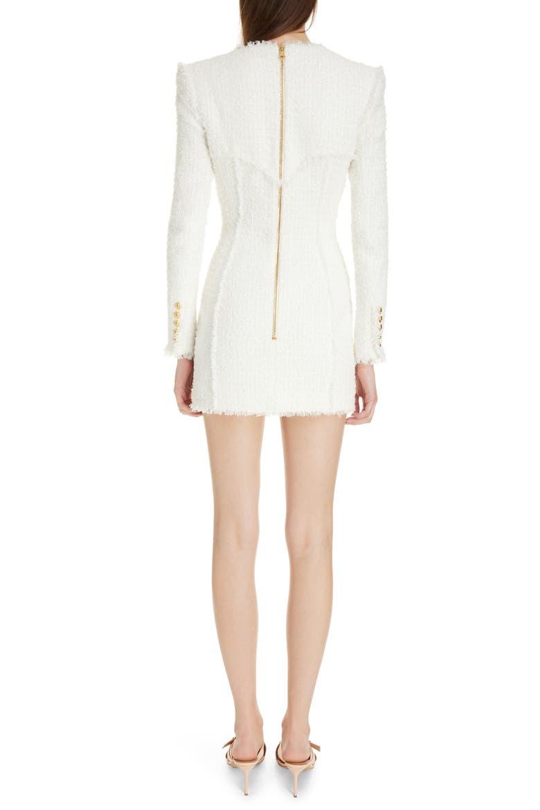 Long Sleeve Tweed Dress, Alternate, color, 0FA WHITE