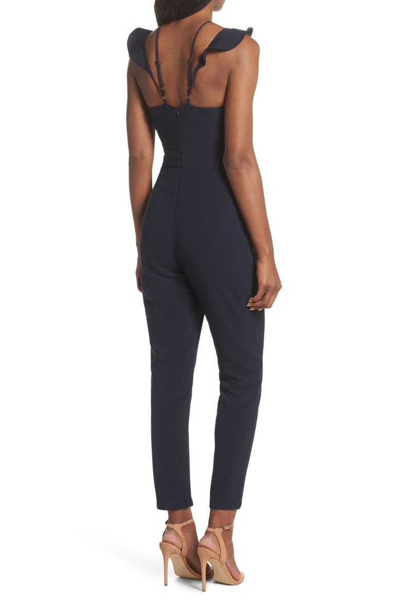 Flutter Neck Jumpsuit, Alternate, color, NAVY