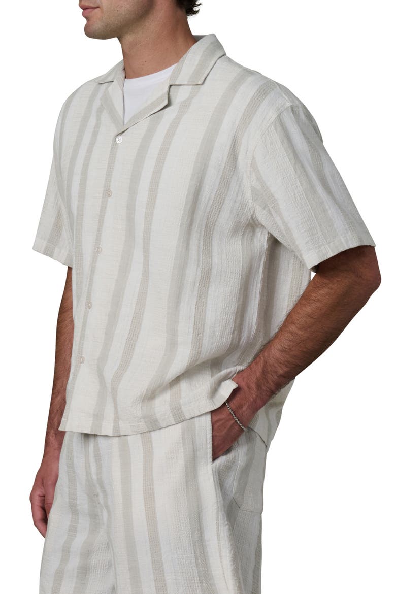 Dobby Stripe Camp Shirt, Alternate, color, GREY STRIPE