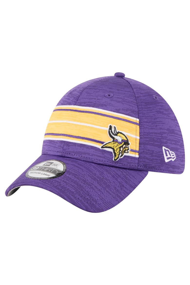 Men's New Era  Purple Minnesota Vikings Stripes 39THIRTY Flex Hat, Alternate, color, Purple