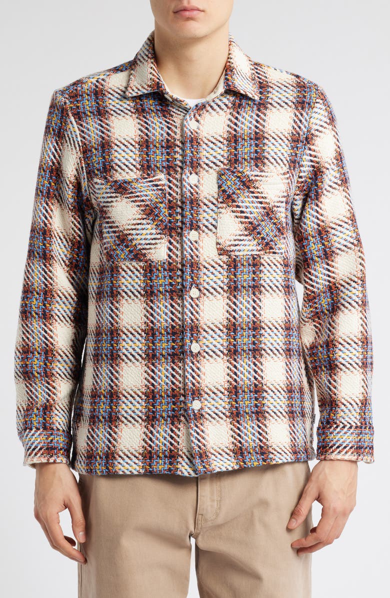 Wax London Whiting Hutton Plaid Cotton Blend Overshirt, Alternate, color, 