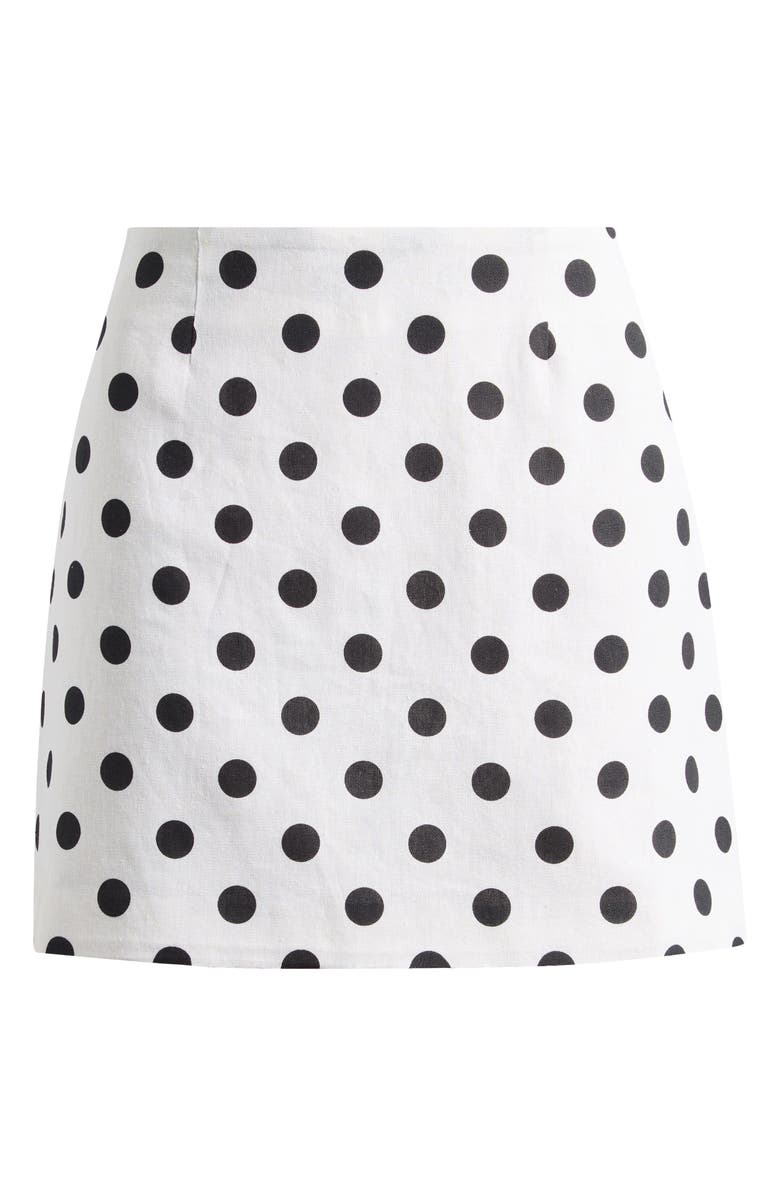 WAYF Elle Polka Dot Linen Blend Miniskirt, Alternate, color, Ivory Polka Dot