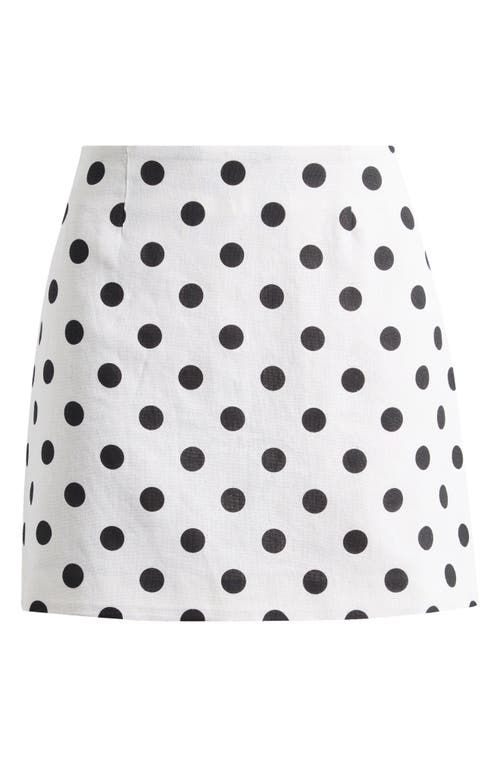 Wayf Elle Polka Dot Linen Blend Miniskirt In Ivory Polka Dot