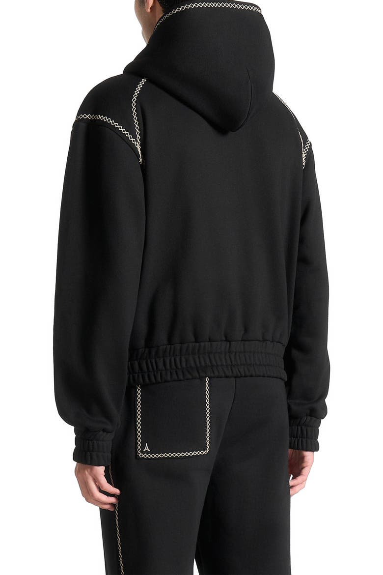 Ivan Whipstitch Raglan Effect Zip Hoodie, Alternate, color, Black