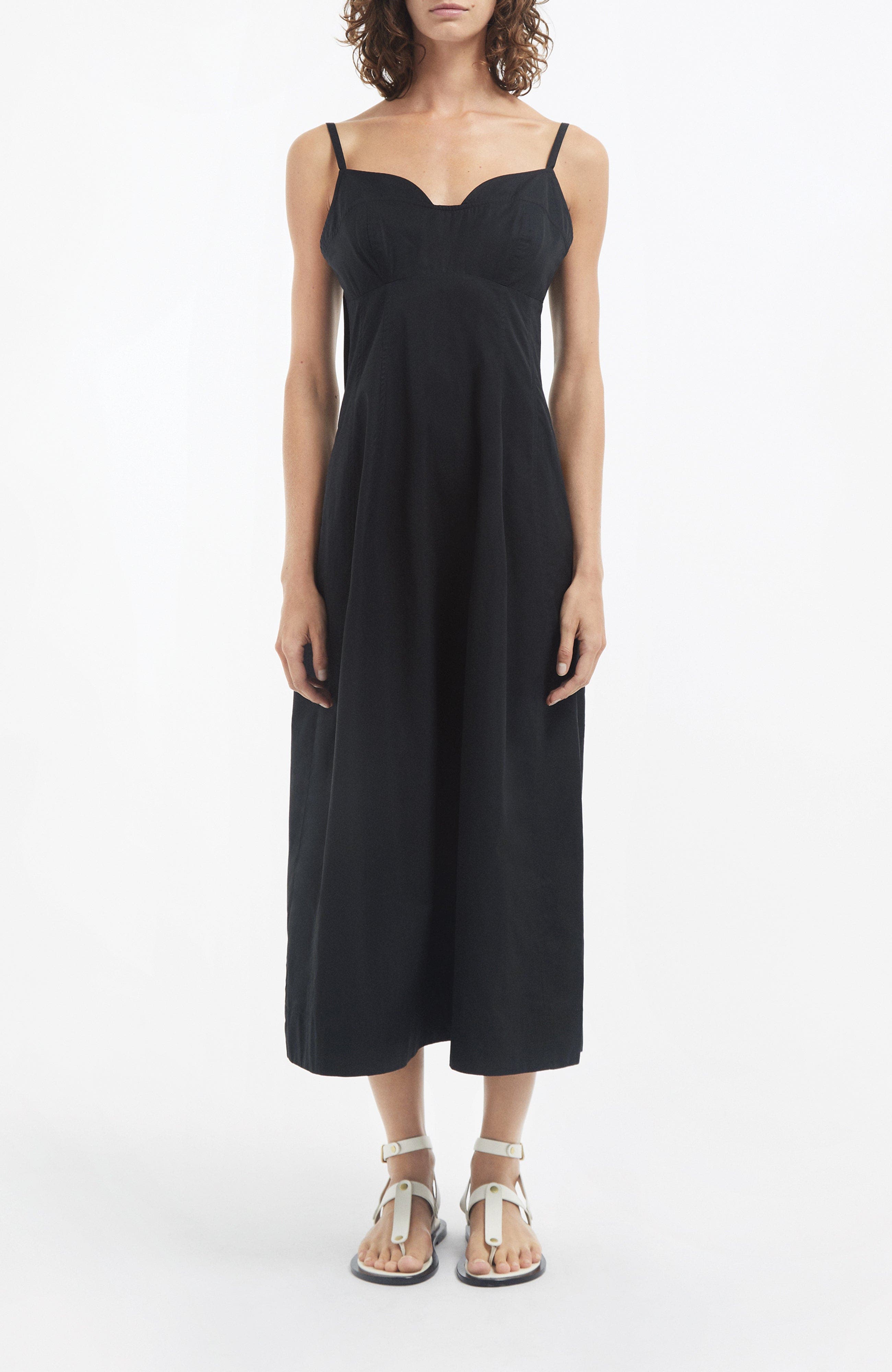 Bustier Midi Dress in Cotton Sateen