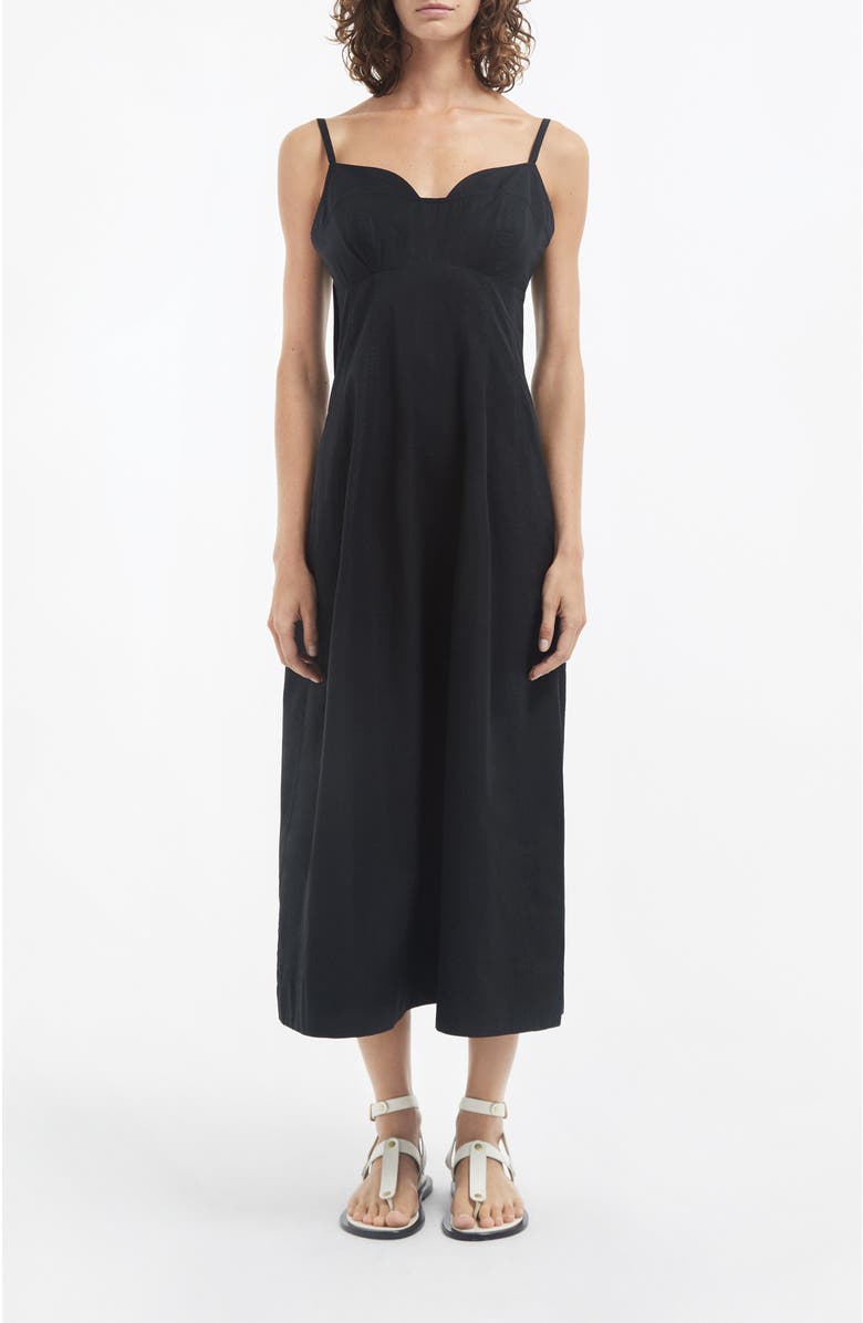 CO Bustier Midi Dress in Cotton Sateen, Main, color, Black
