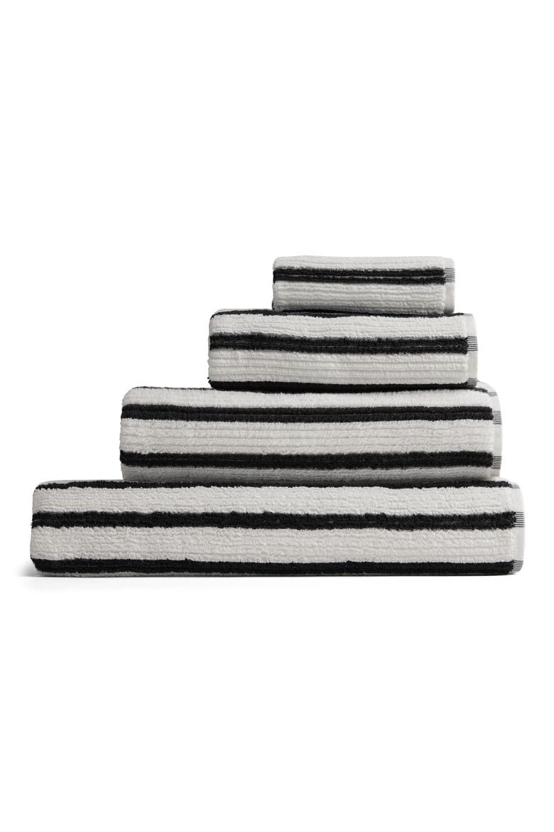 Resort Stripe Organic Cotton Towel, Main, color, PLASTER WITH SOFT BLACK