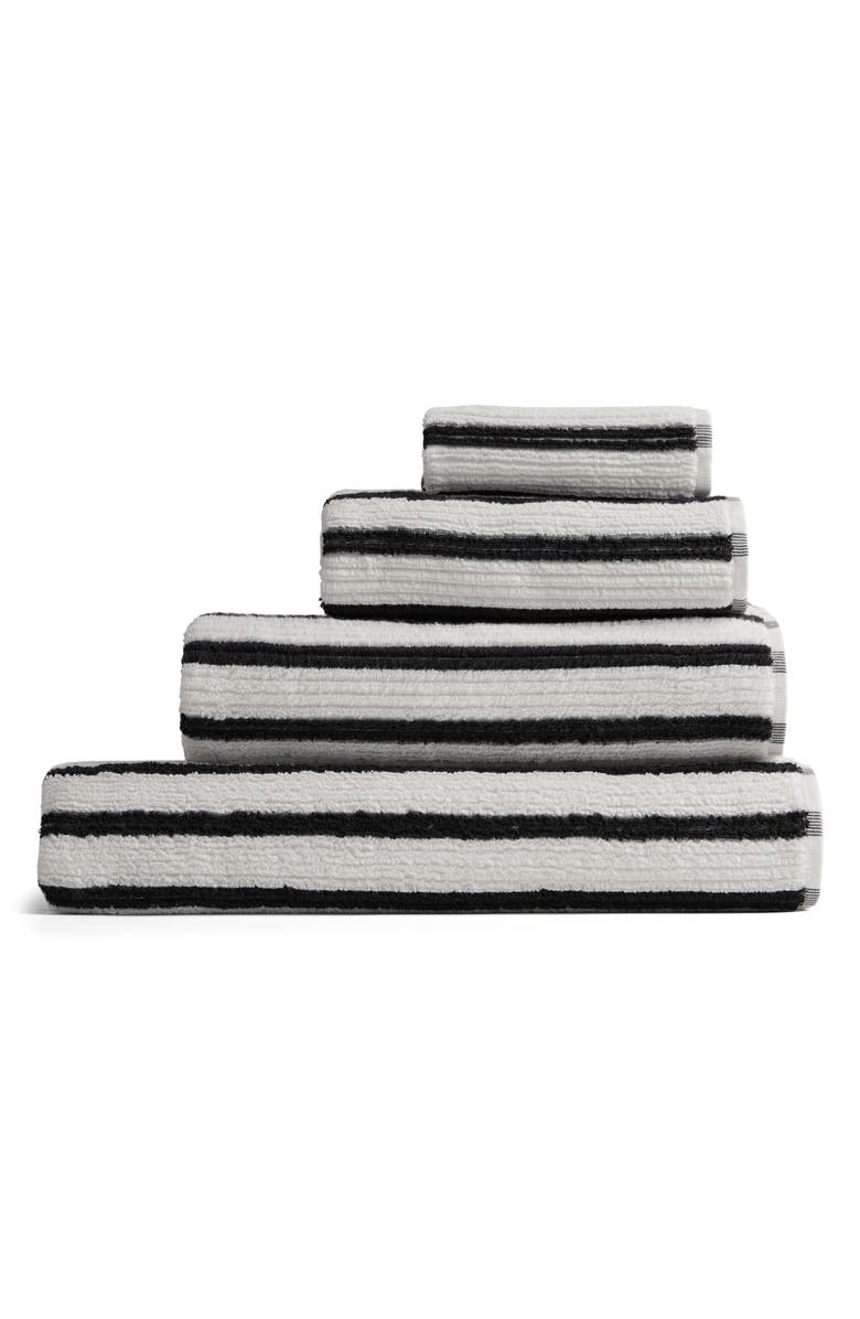Parachute Resort Stripe Organic Cotton Towel, Main, color, Plaster With Soft Black