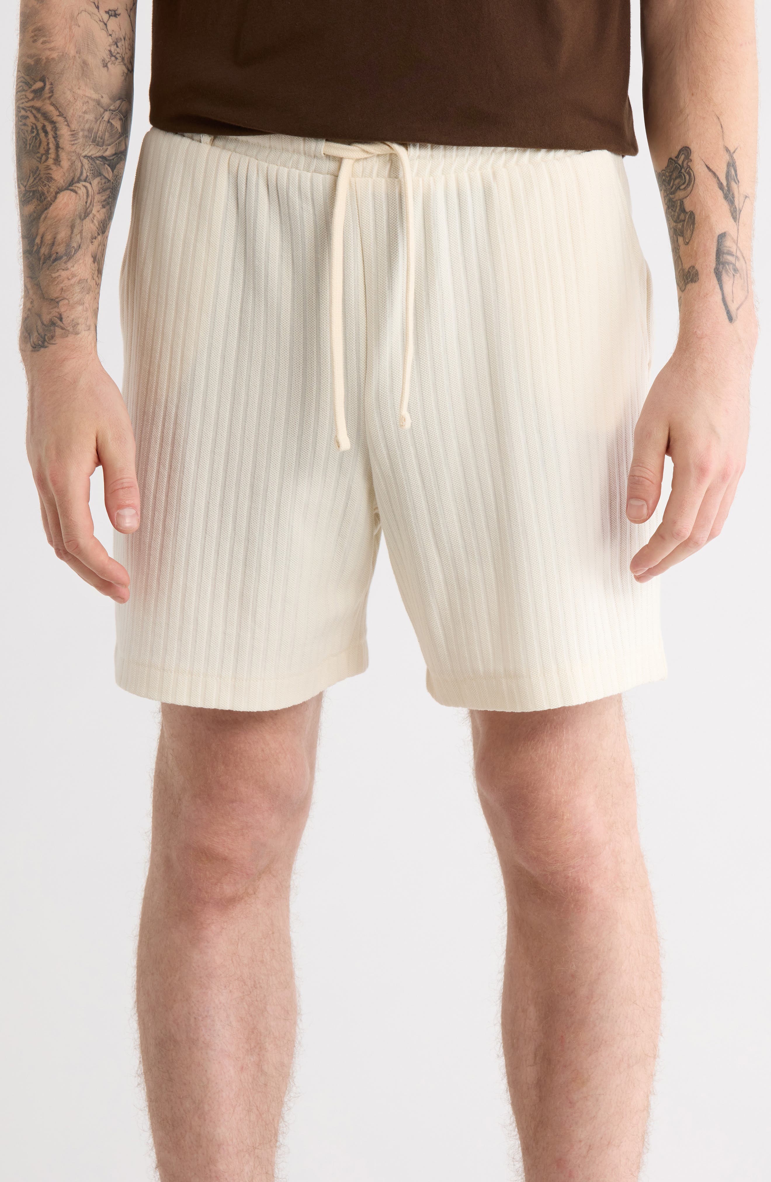 DENIM AND FLOWER Vertical Stripe Shorts