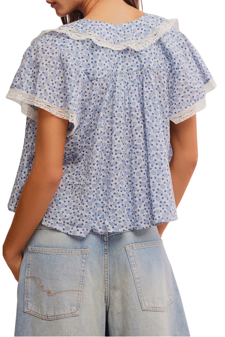 Truly Yours Print Collar Crop Shirt, Alternate, color, IVORY COMBO - DAISY