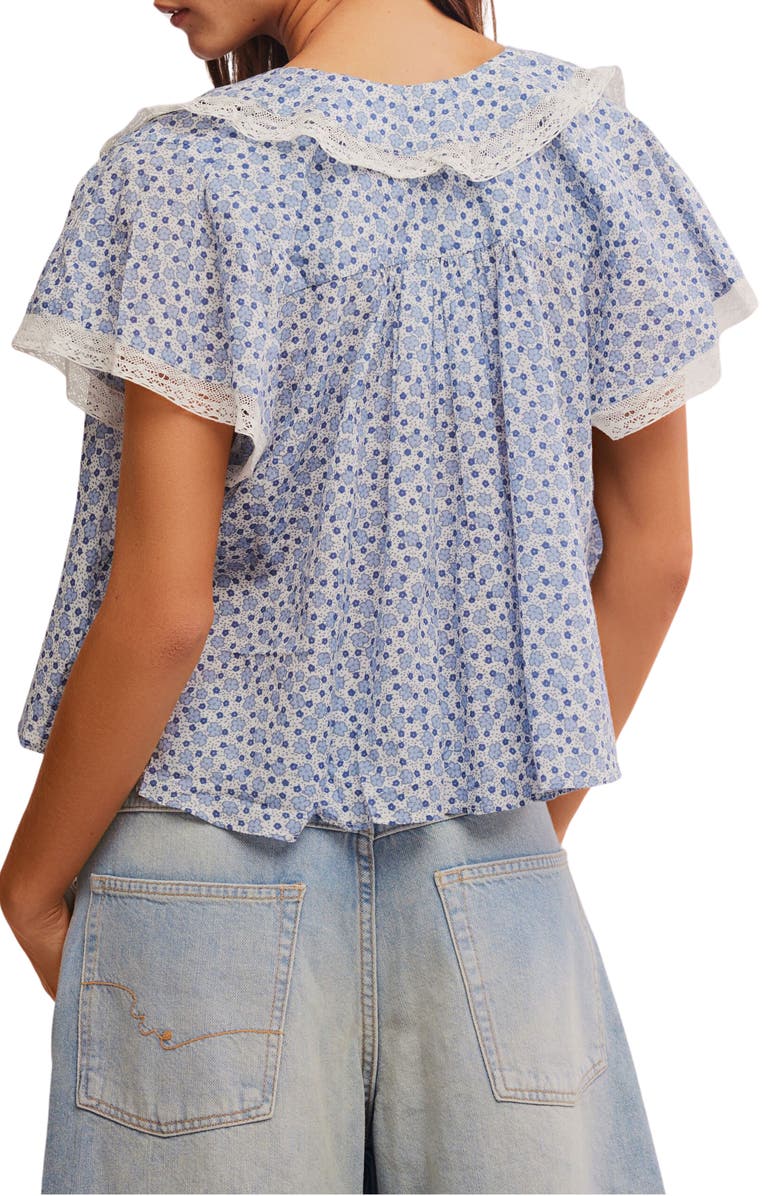 Free People Truly Yours Print Collar Crop Shirt, Alternate, color, Ivory Combo - Daisy