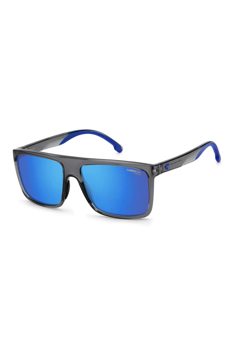 58mm Gradient Polarized Rectangular Sunglasses, Alternate, color, GREY
