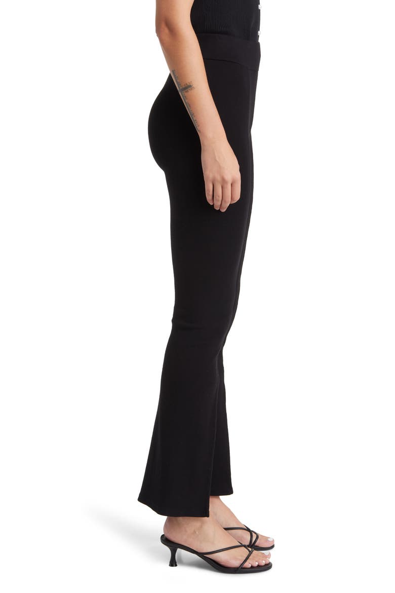 x EmRata Morrison High Waist Flare Rib Knit Pants, Alternate, color, TRUE BLACK