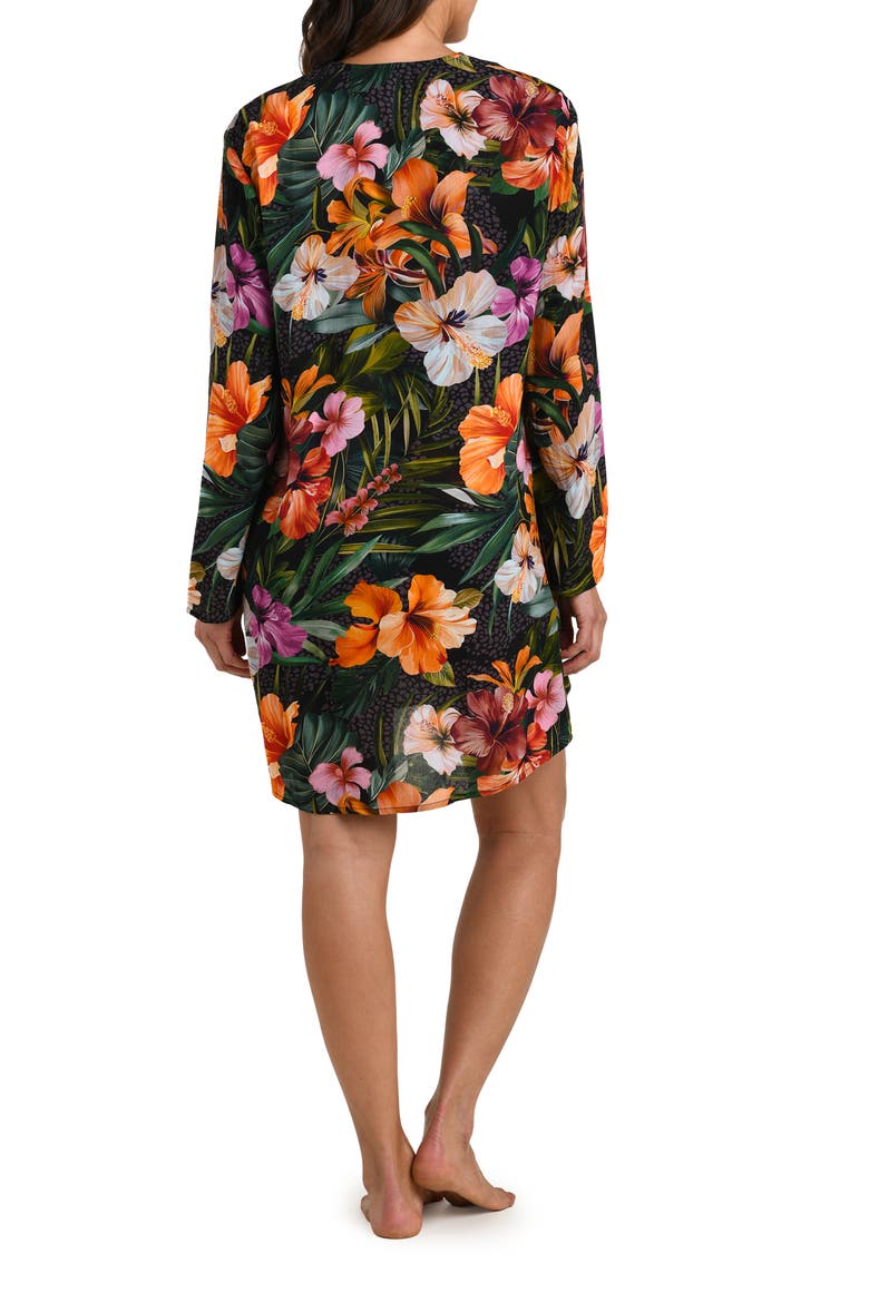 Tropical Hideaway Lace-Up Cover-Up Tunic, Alternate, color, BROWN MULTI