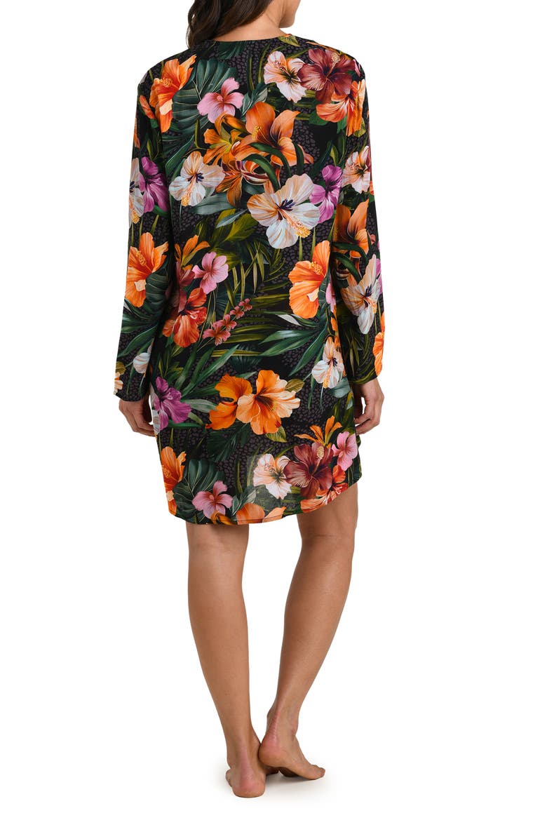 La Blanca Tropical Hideaway Lace-Up Cover-Up Tunic, Alternate, color, Brown Multi