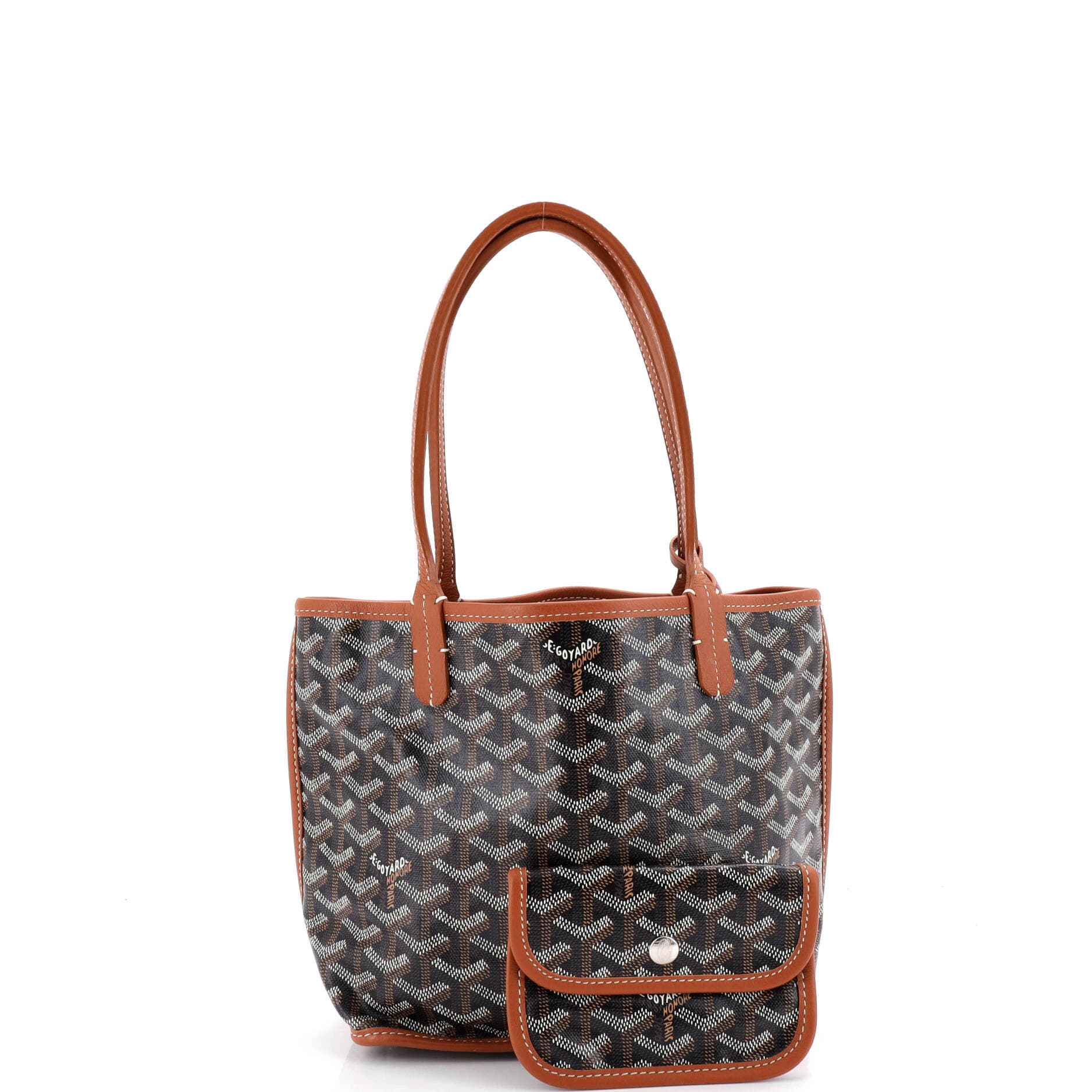 Pre-Owned Goyard Anjou Reversible Tote Coated Canvas Mini, Alternate, color, Brown