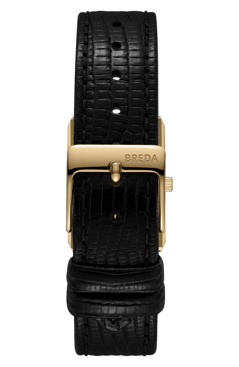BREDA Small Virgil Leather Strap Goldtone Tank Watch, 20mm x 26mm, Alternate, color,