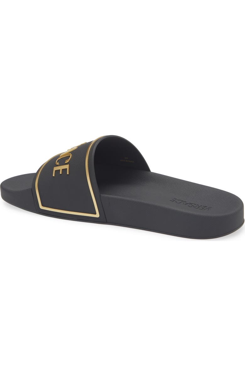 Versace Logo Pool Slide Sandal, Alternate, color, Black Gold