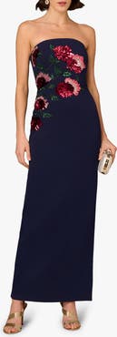 Aidan Mattox Bead Embellished Strapless Column Gown