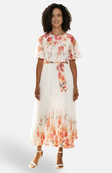 Short Sleeve Pleated Midi Dress