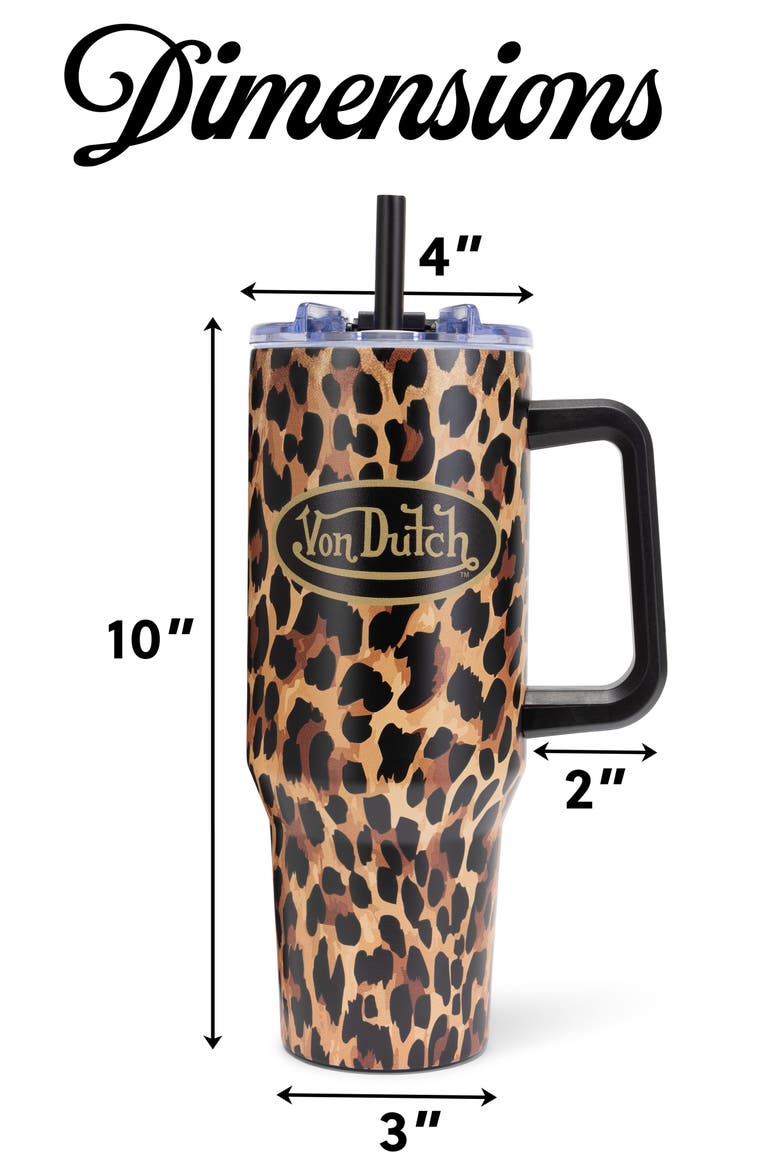 40oz Double Walled Insulated Stainless Steel Tumbler, Alternate, color, Leopard