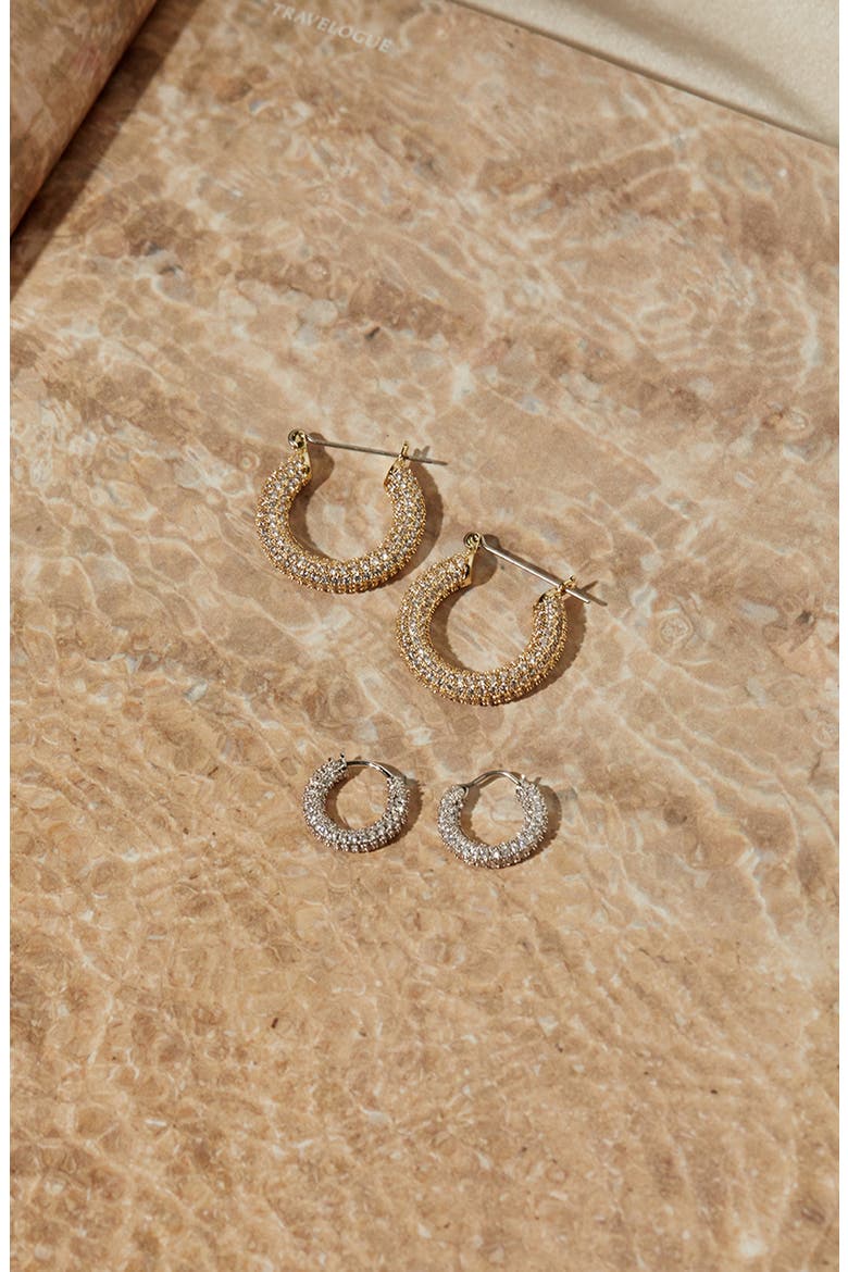 Baby Amalfi Pavé Hoop Earrings, Alternate, color, GOLD