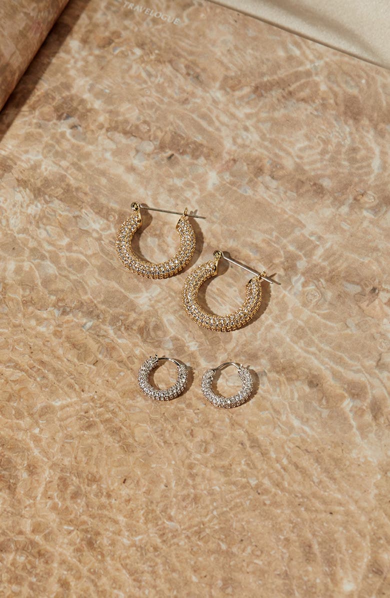 Luv AJ Baby Amalfi Pavé Hoop Earrings, Alternate, color, Gold