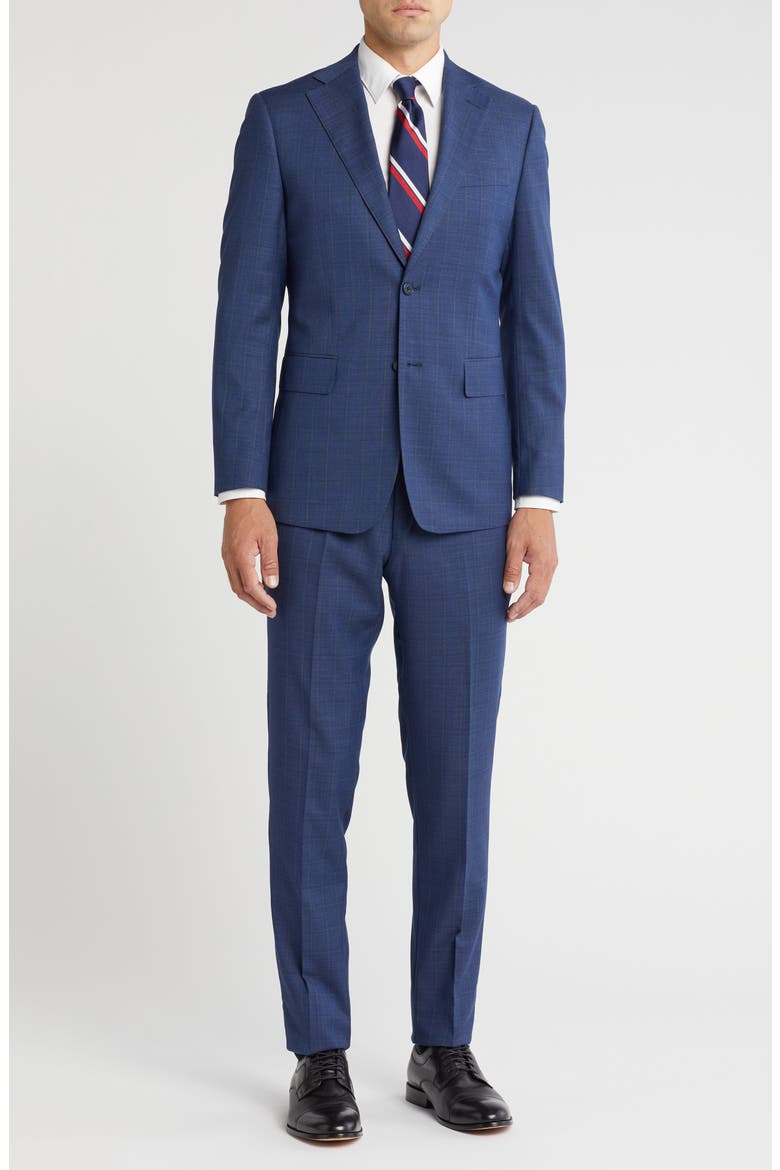 Two-Button Flat Front Suit, Main, color, BLUE