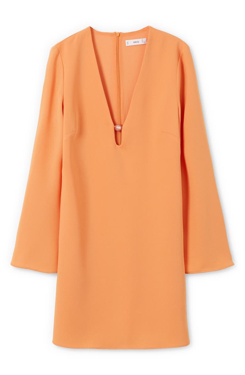 MANGO Beaded V-Neck Long Sleeve Minidress, Alternate, color, 