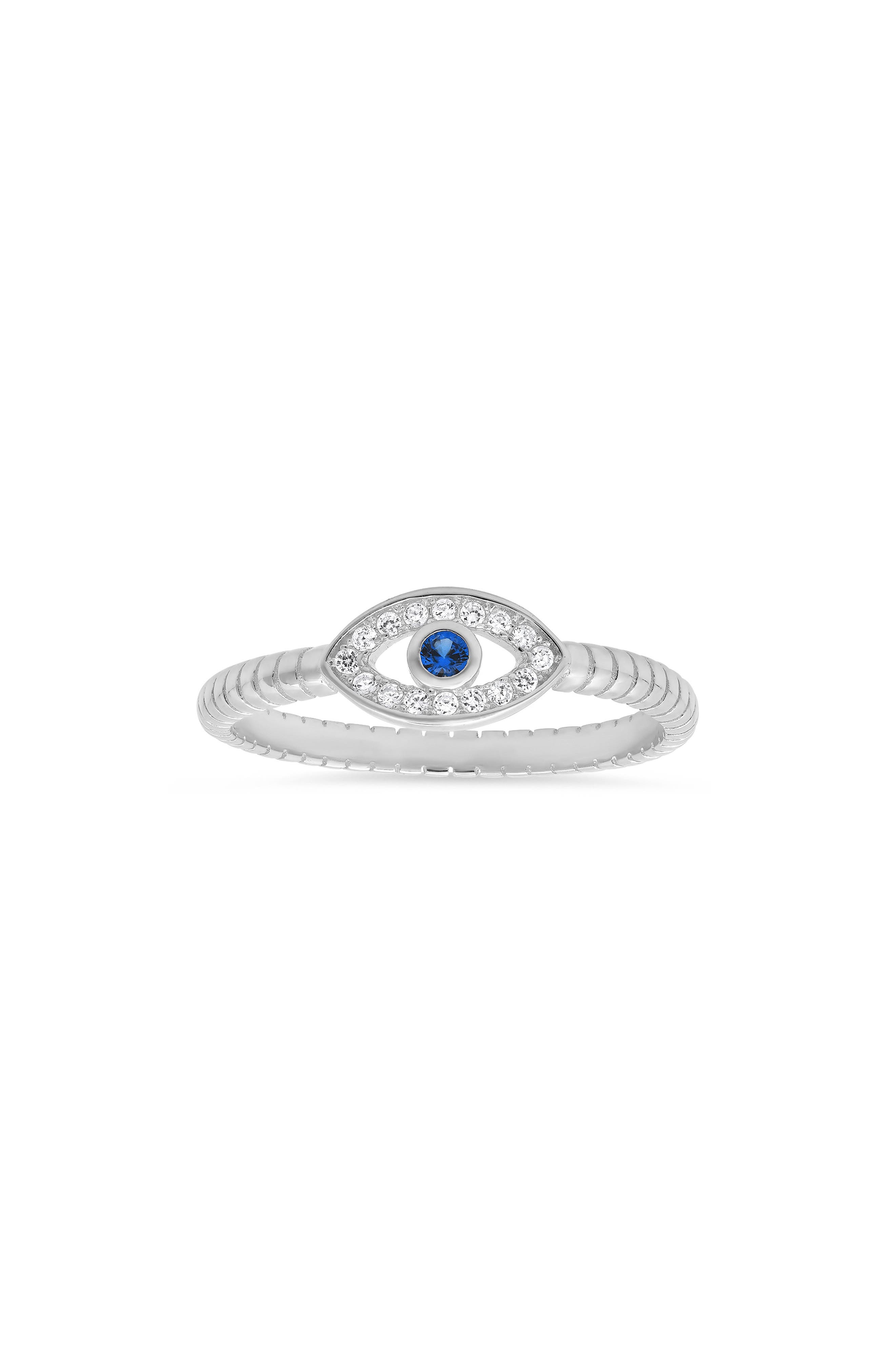 Queen Jewels Sterling Silver Evil Eye CZ Ring