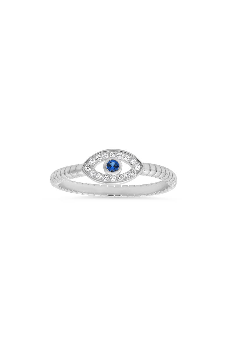 Queen Jewels Sterling Silver Evil Eye CZ Ring, Main, color, Silver