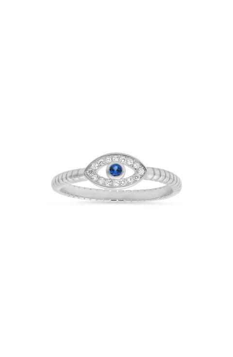 Sterling Silver Evil Eye CZ Ring