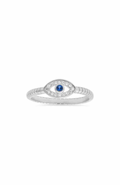 Queen Jewels Sterling Silver Evil Eye CZ Ring