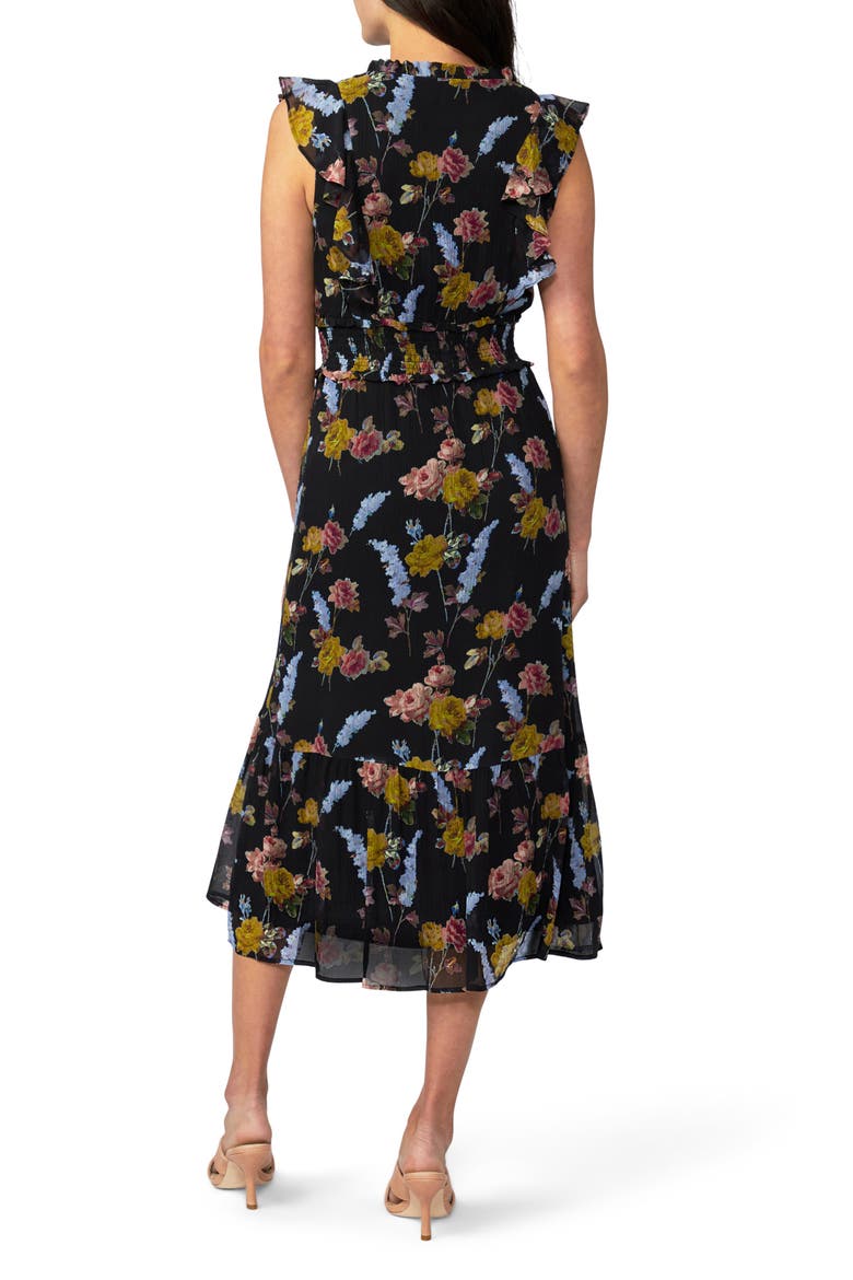 Katharina Sleeveless Silk Chiffon Dress, Alternate, color, BLACK MULTI
