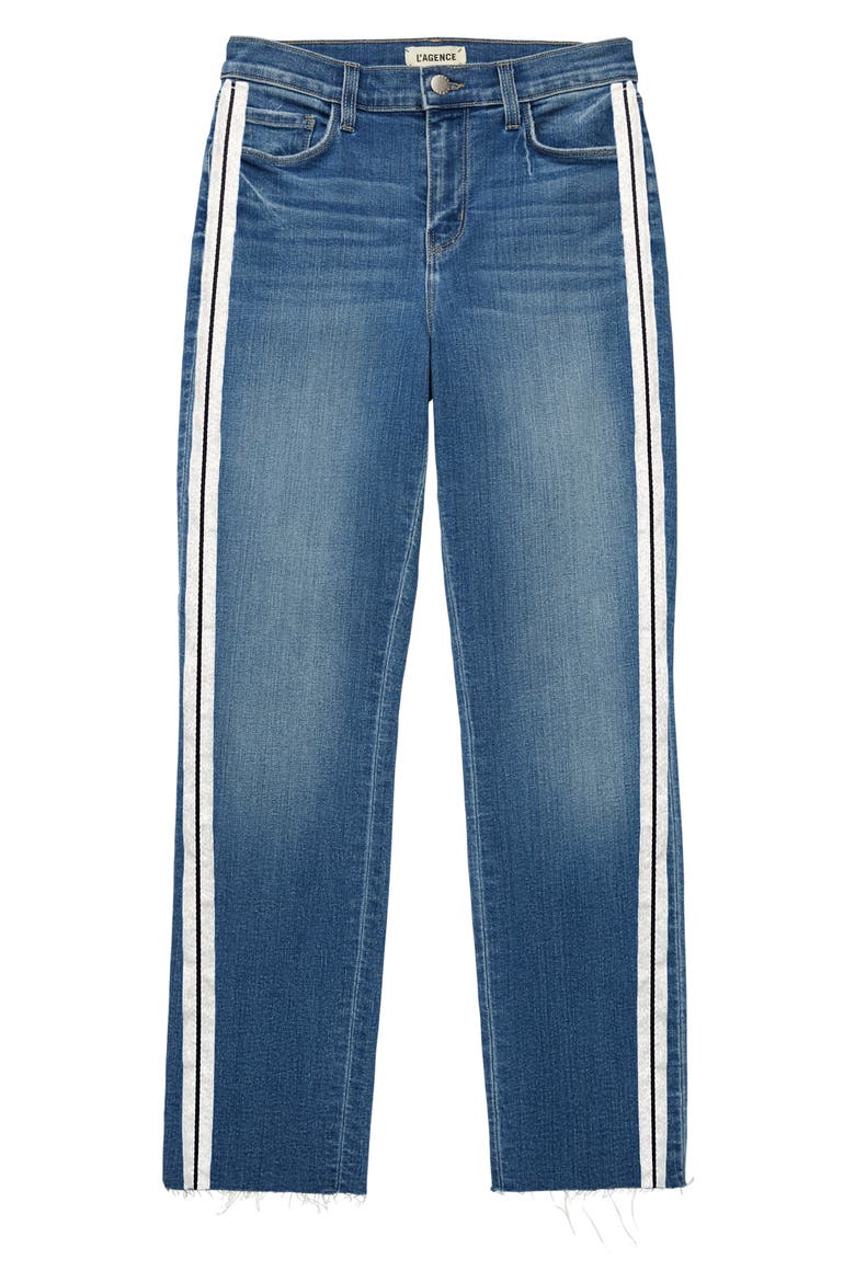 Sada High Waist Tape Outseam Crop Slim Jeans, Alternate, color, DOVER