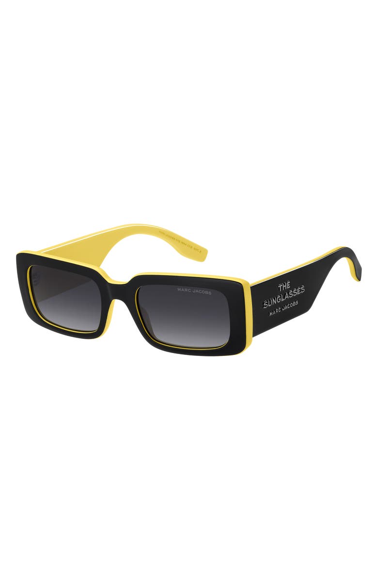 Marc Jacobs 53mm Gradient Rectangular Sunglasses, Alternate, color, Black Yellow