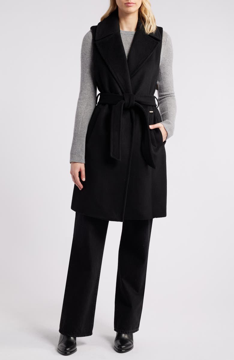Michael Kors Sleeveless Belted Wool Blend Wrap Coat, Main, color, 