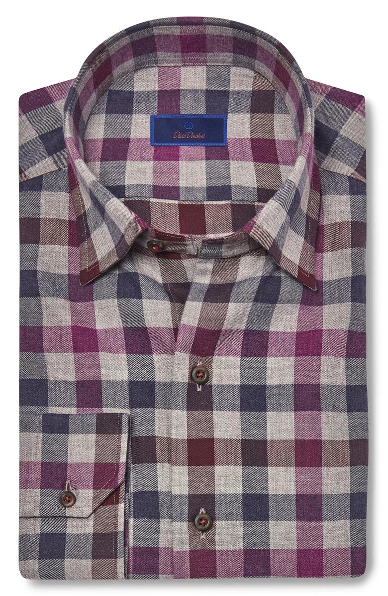 David Donahue Check Cotton Twill Hidden Button-Down Shirt, Main, color, 
