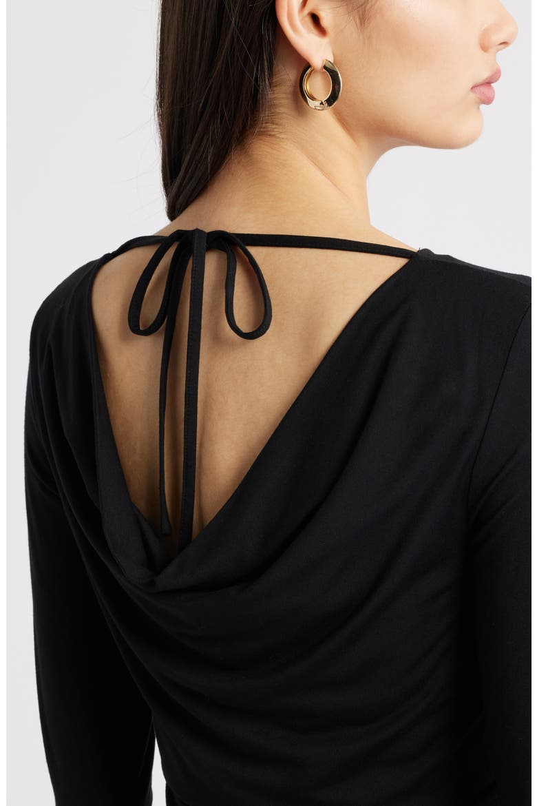 Cowl Back Long Sleeve Shirt, Alternate, color, BLACK