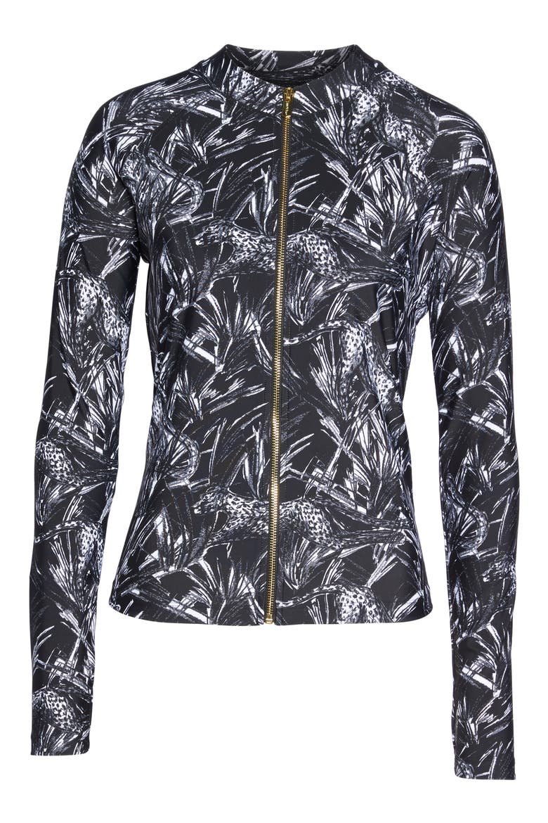 Zip Rashguard, Alternate, color, BLACK/ WHITE