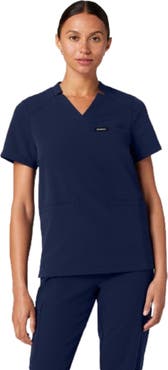 JAANUU Helia Women's 3-Pocket Slim Notched V-Neck Scrub Top