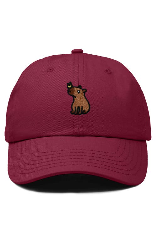 Dalix Capybara Embroidered Everyday Hat In Maroon
