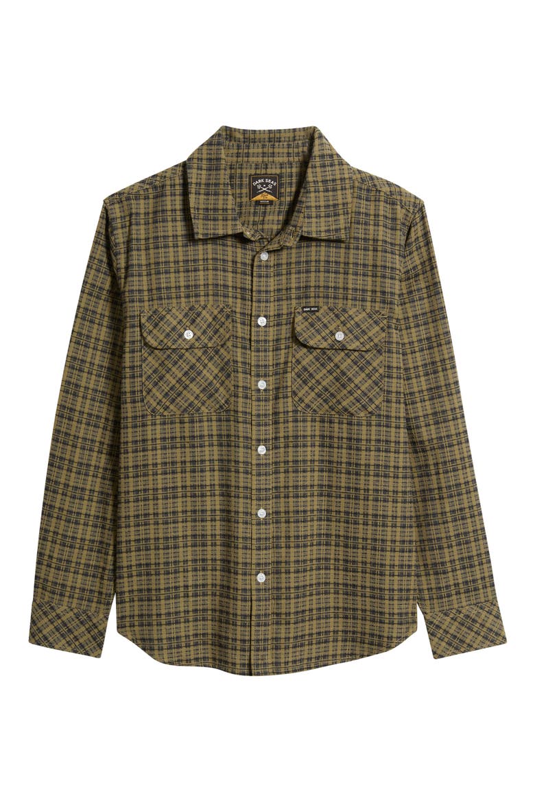 Drake Plaid Long Sleeve Button-Up Shirt, Alternate, color, ALOE/BLACK