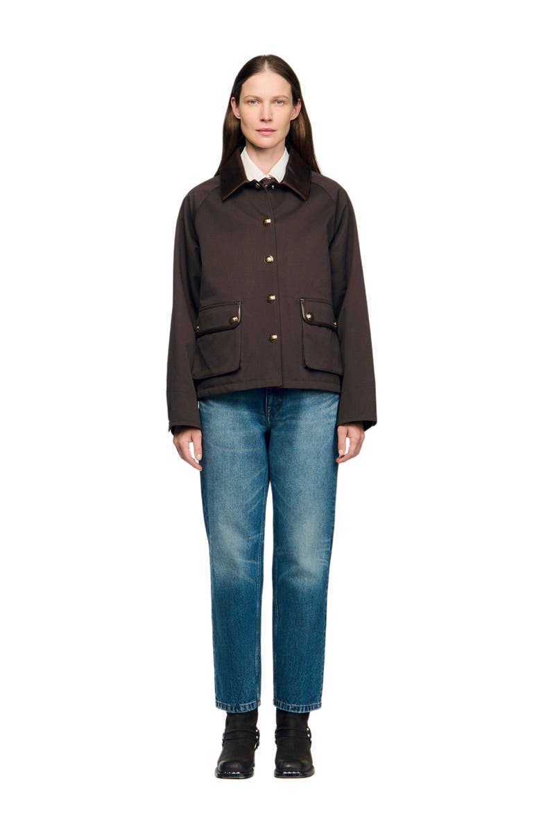 SANDRO Gabardine coat, Alternate, color, Brown