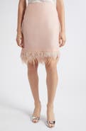 STAUD Lark Feather Trim Silk Skirt
