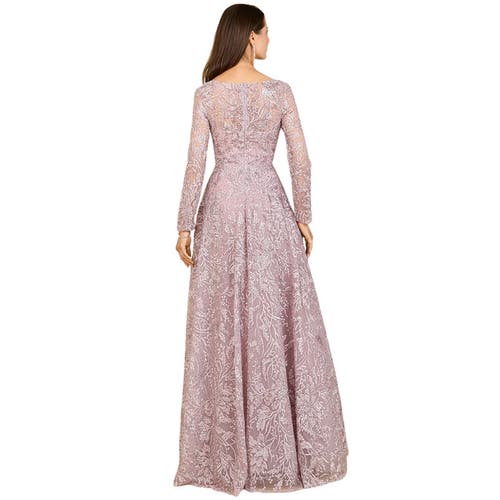 Lara New York A-line Gown With Long Sleeves, V-neckline In Purple
