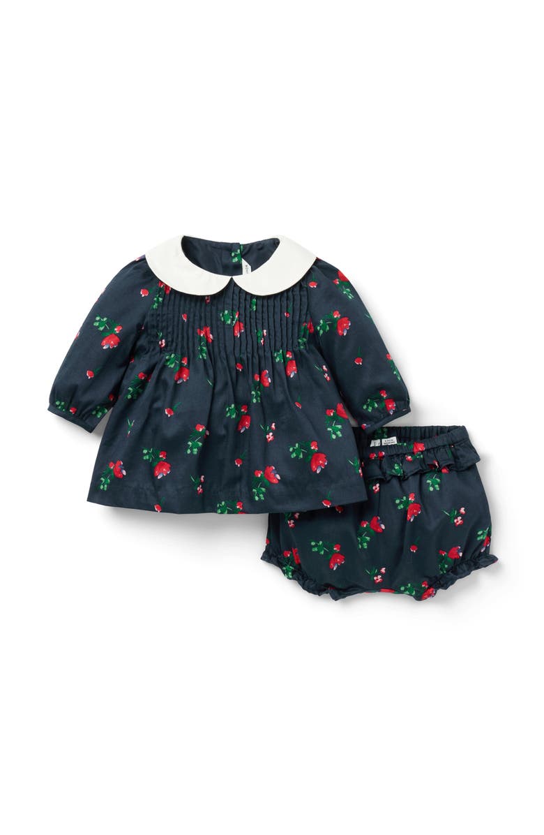 Janie and Jack Baby Floral Pintuck Matching Set, Main, color, Blue